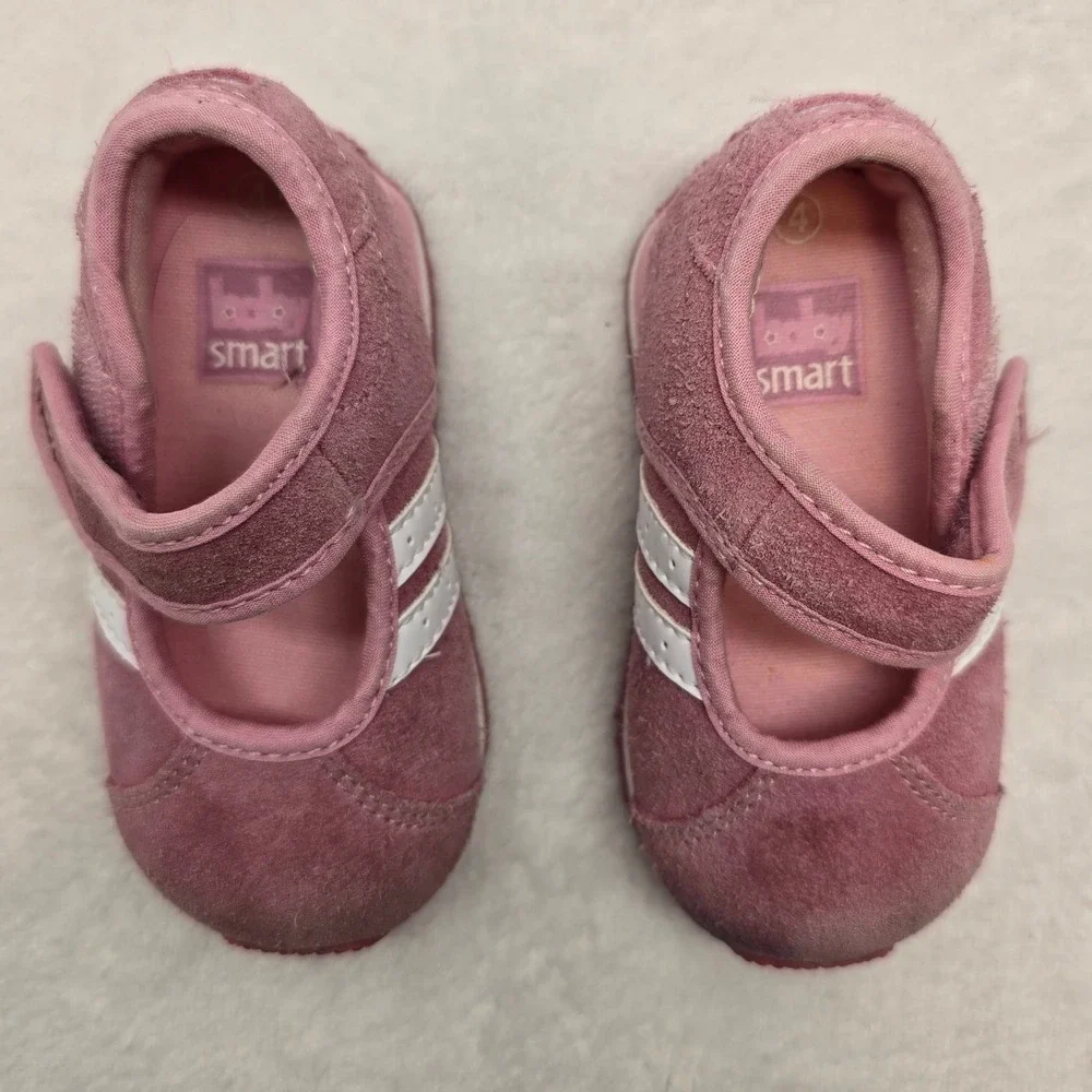 Baby Smart Toddler Girls Pink Suede Mary Jane Sneakers Shoes Size 4 Athletic Y2K